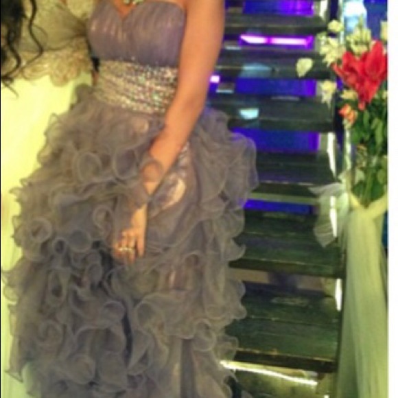 Purple ruffle hi-low gown - Picture 4 of 4